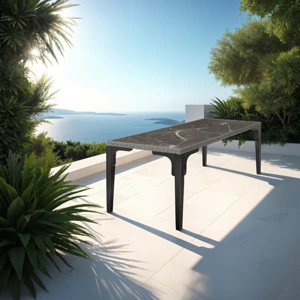 Polyrattan havebord Foggia 196x87x76cm - grå