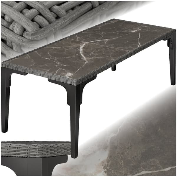 Polyrattan havebord Foggia 196x87x76cm - grå