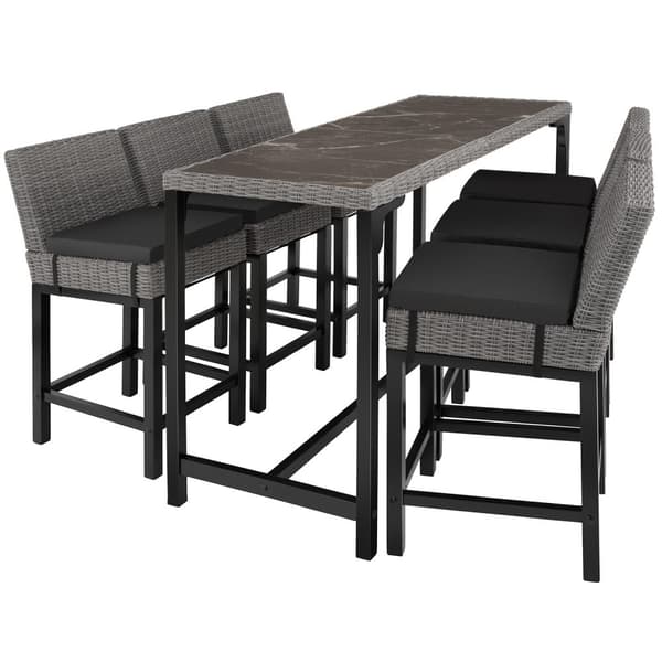 Polyrattan barbord Lovas 161x64,5x99,5cm - grå