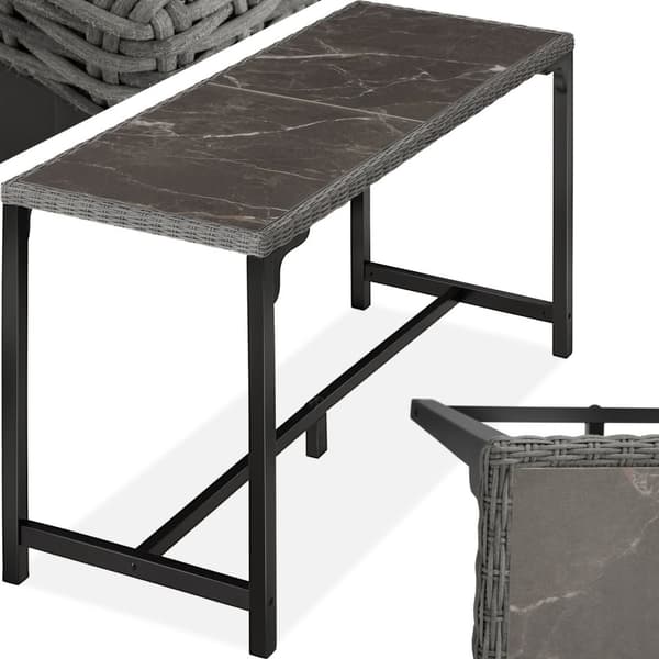 Polyrattan barbord Lovas 161x64,5x99,5cm - grå