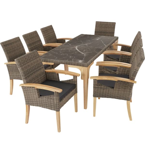 Polyrattan havebord Foggia 196x87x76cm - natur