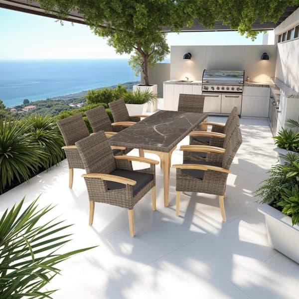 Polyrattan havebord Foggia 196x87x76cm - natur