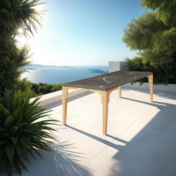 Polyrattan havebord Foggia 196x87x76cm - natur
