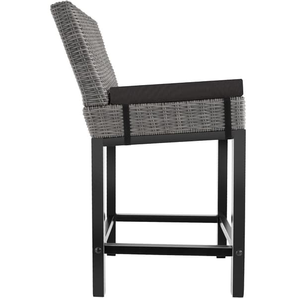 Polyrattan barbord Lovas med 4 stole Latinan - grå