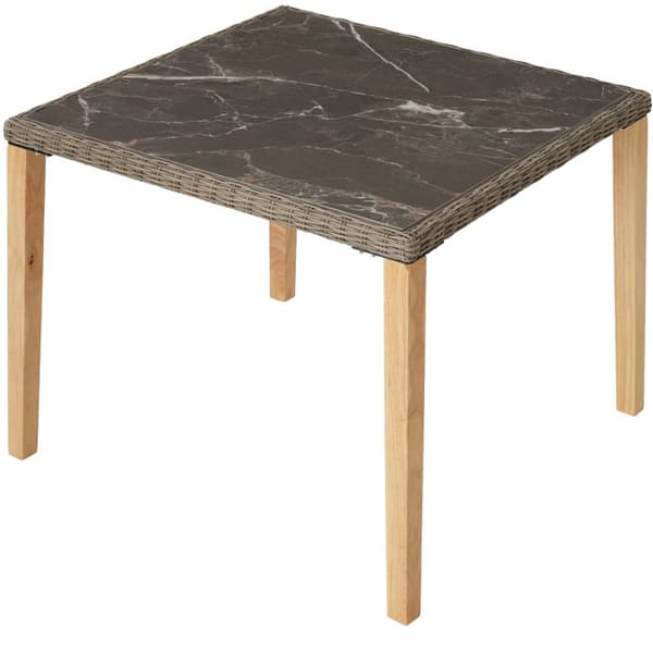 Polyrattan havebord Taranto med 4 stole Rosarno - natur