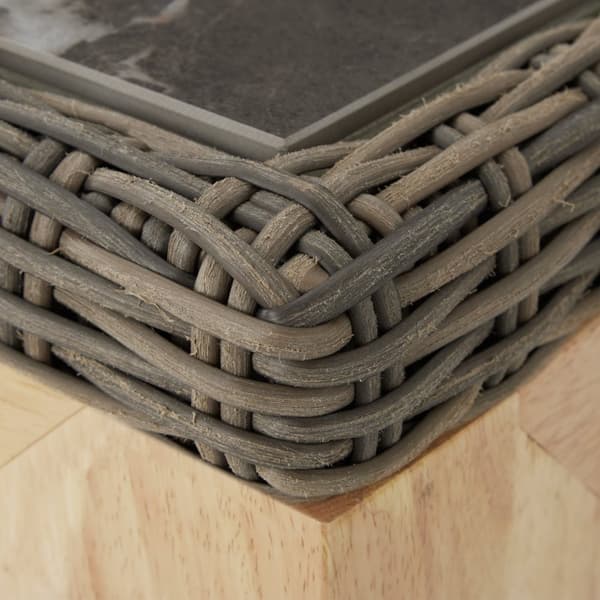Polyrattan havebord Taranto med 4 stole Rosarno - natur