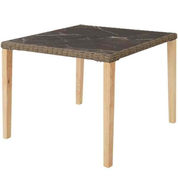 Polyrattan havebord Taranto med 4 stole Rosarno - natur