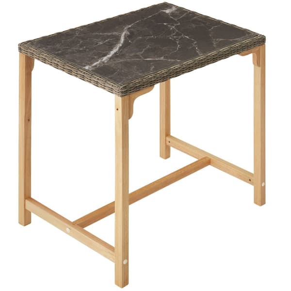 Polyrattan barbord Kutina med 2 stole Latinan - natur