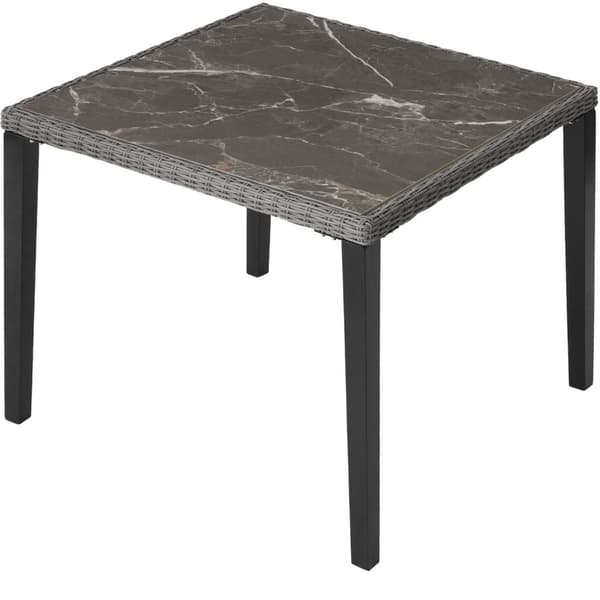 Polyrattan havebord Taranto med 4 stole Rosarno - grå
