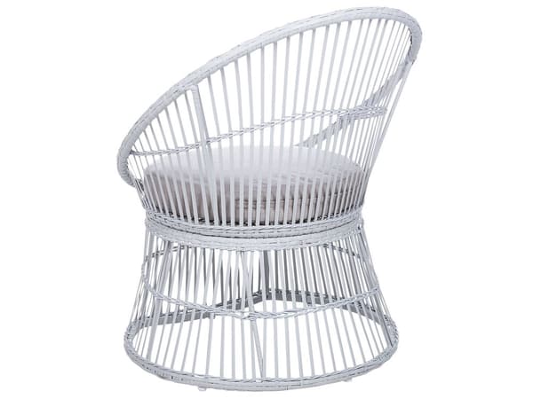 Cafesæt Polyrattan Hvid 3 dele Udendørs Kurvestole med Sidebord Bistrosæt Flet til Have Terrasse Indretning