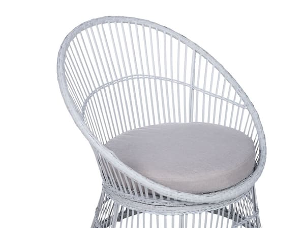 Cafesæt Polyrattan Hvid 3 dele Udendørs Kurvestole med Sidebord Bistrosæt Flet til Have Terrasse Indretning