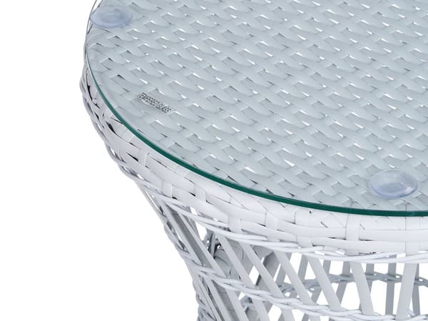 Cafesæt Polyrattan Hvid 3 dele Udendørs Kurvestole med Sidebord Bistrosæt Flet til Have Terrasse Indretning