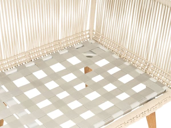 Loungesæt Beige Akacietræ 5 Personers Havesofa Sæt L formet Hjørnesofa Lounge Havebord Reb Design Indendørs Udendørs