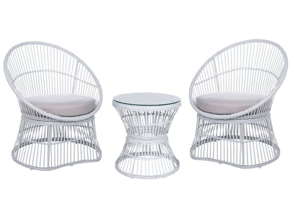 Balkong Bistroset Off-White Konstrotting Dynor Soffbord och 2 Stolar Modern Utomhus Design