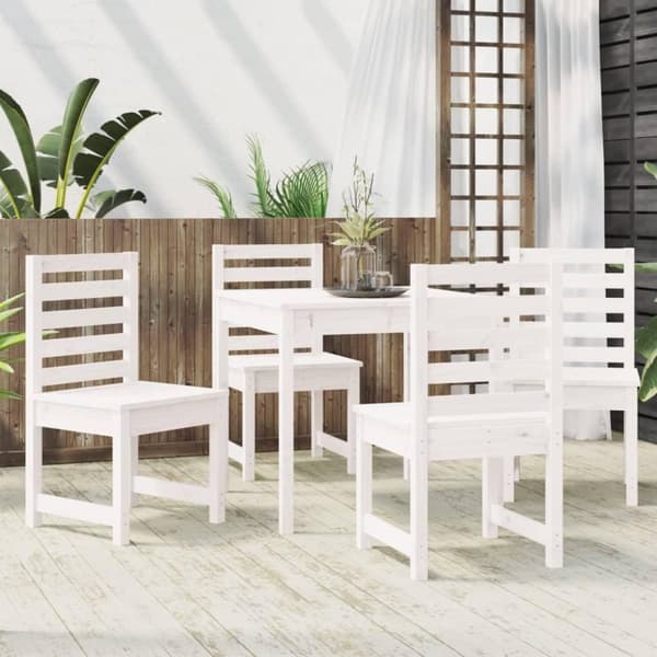 vidaXL Hagespisestue 5 deler hvit heltre furu