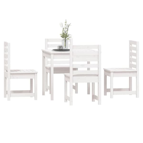 vidaXL Hagespisestue 5 deler hvit heltre furu