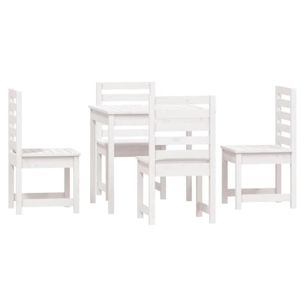 vidaXL Hagespisestue 5 deler hvit heltre furu