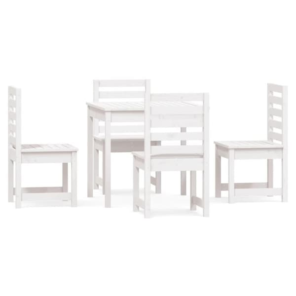vidaXL Hagespisestue 5 deler hvit heltre furu