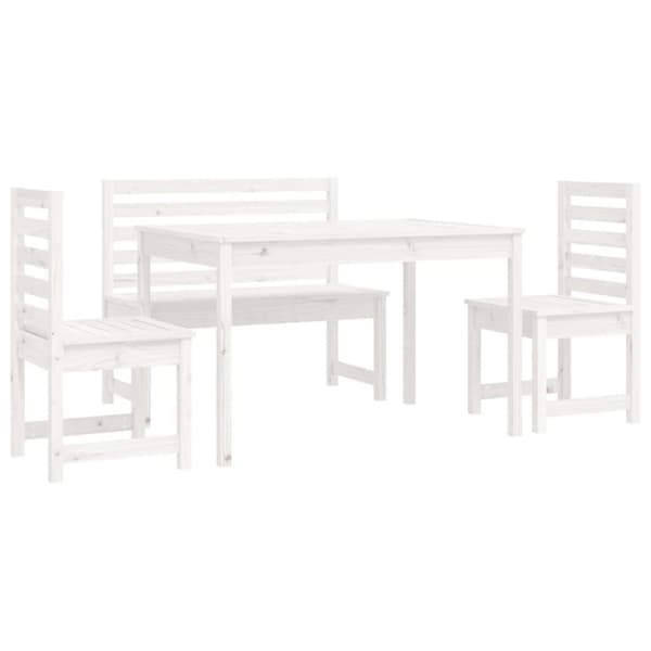 vidaXL Hagespisestue 4 deler hvit heltre furu
