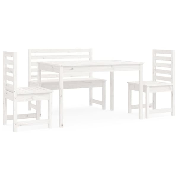 vidaXL Hagespisestue 4 deler hvit heltre furu