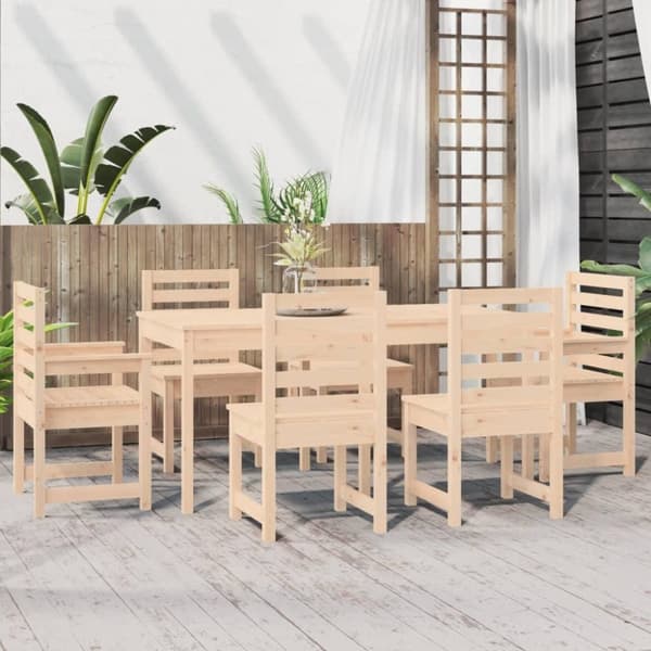 vidaXL Hagespisestue 7 deler heltre furu