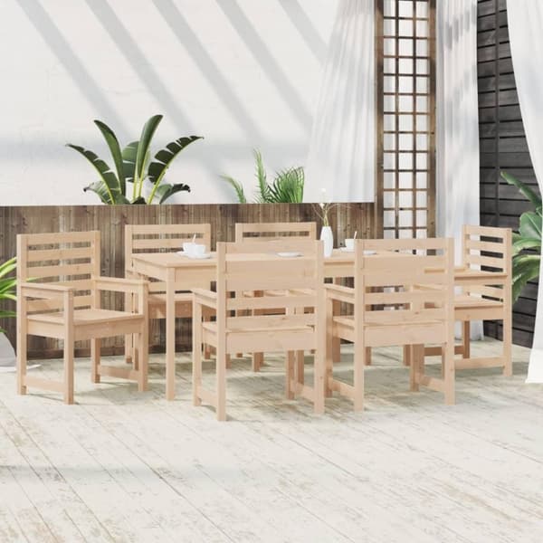 vidaXL Hagespisestue 7 deler heltre furu