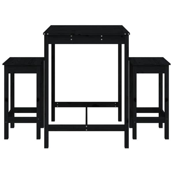 vidaXL Hagebarsett 3 deler svart heltre furu
