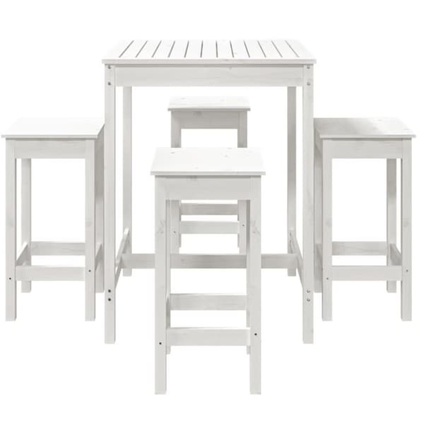 vidaXL Hagebarsett 5 deler hvit heltre furu