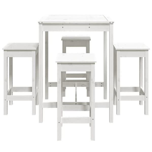 vidaXL Hagebarsett 5 deler hvit heltre furu