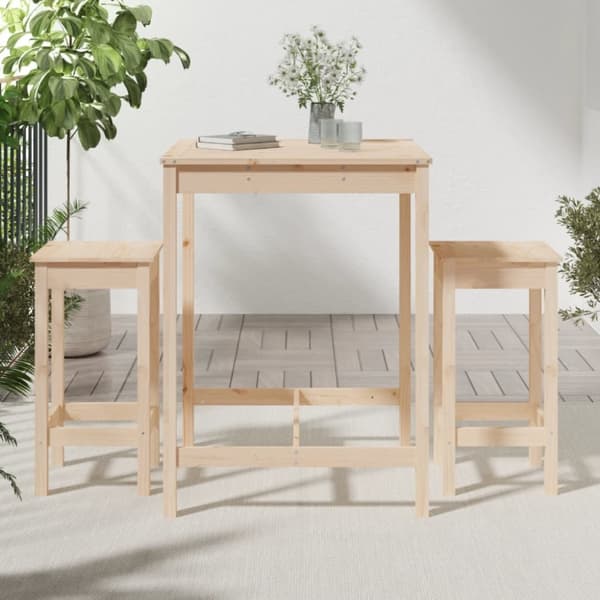 vidaXL Hagebarsett 3 deler heltre furu