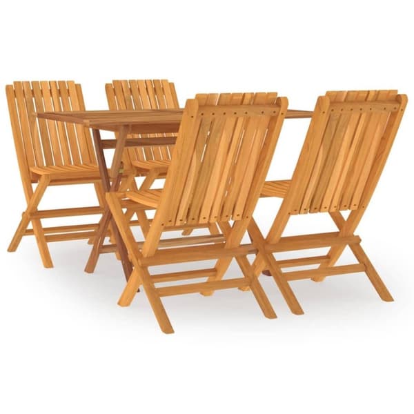 vidaXL Hagespisegruppe 5 deler heltre teak