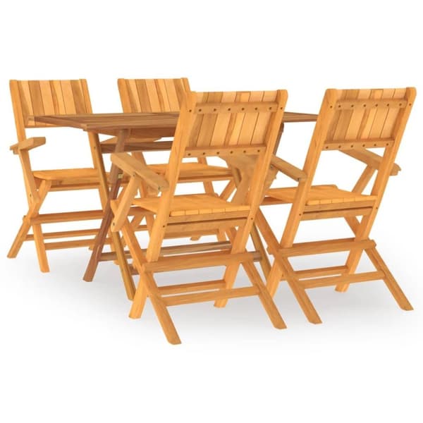vidaXL Hagespisegruppe 5 deler heltre teak