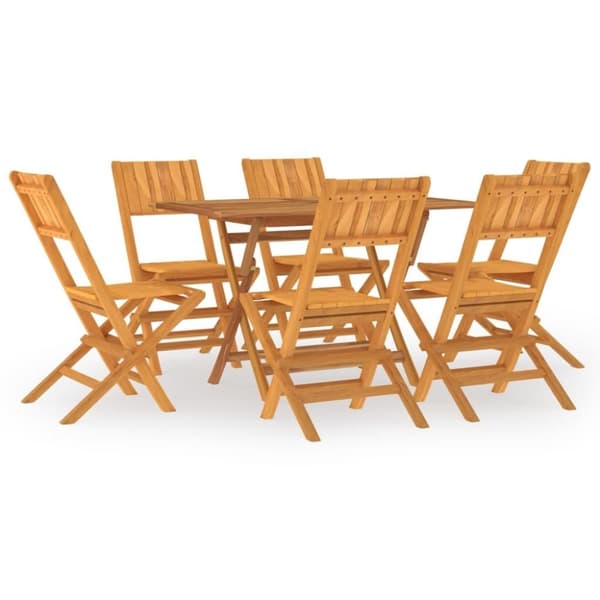 vidaXL Utendørs spisestue 7 deler heltre teak