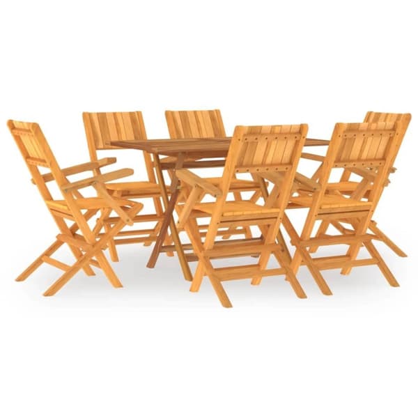 vidaXL Utendørs spisestue 7 deler heltre teak