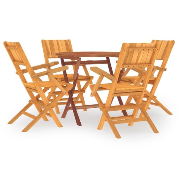 vidaXL Hagespisegruppe 5 deler heltre teak