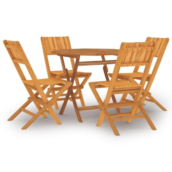 vidaXL Hagespisegruppe 5 deler heltre teak