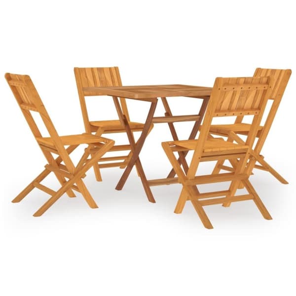 vidaXL Hagespisegruppe 5 deler heltre teak