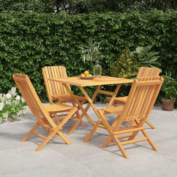 vidaXL Hagespisegruppe 5 deler heltre teak