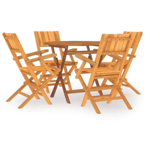 vidaXL Hagespisegruppe 5 deler heltre teak