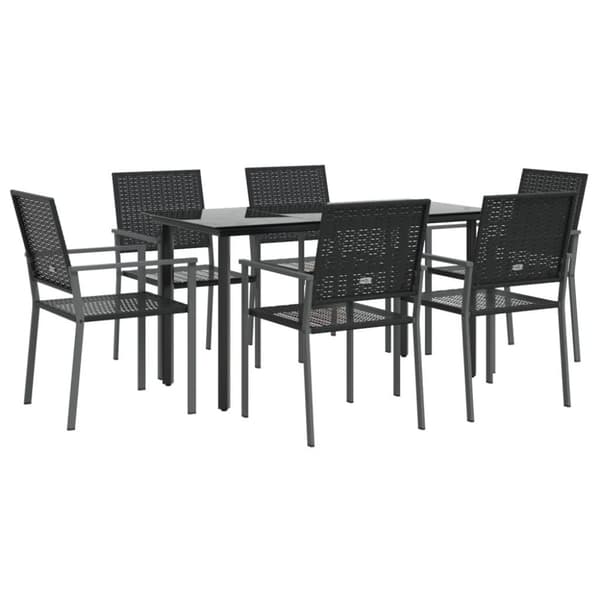 vidaXL Hagespisegruppe 7 deler polyrotting og stål
