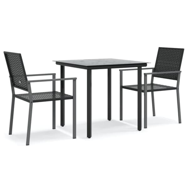 vidaXL Hagespisegruppe 3 deler polyrotting og stål