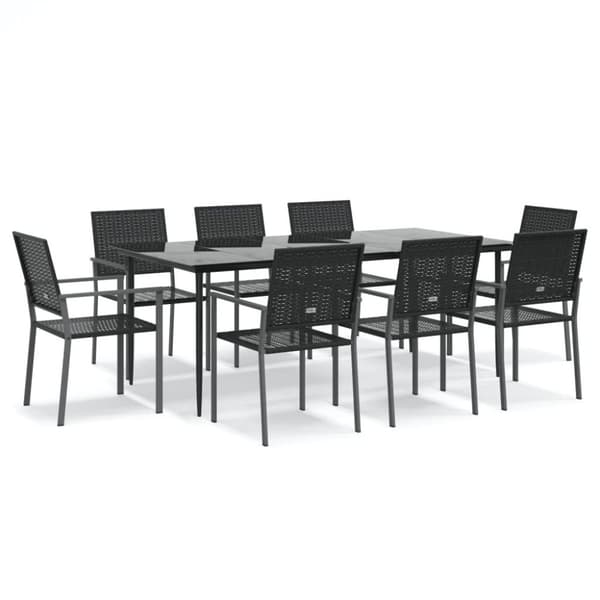 vidaXL Hagespisegruppe 9 deler polyrotting og stål