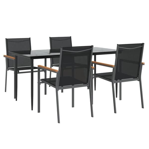 vidaXL Hagespisegruppe 5 deler svart textilene og stål