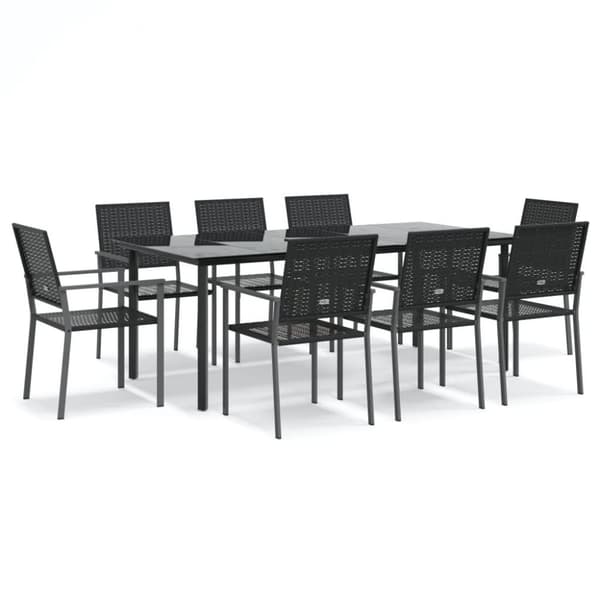 vidaXL Hagespisegruppe 9 deler polyrotting og stål