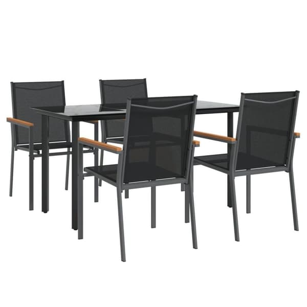 vidaXL Hagespisegruppe 5 deler svart textilene og stål