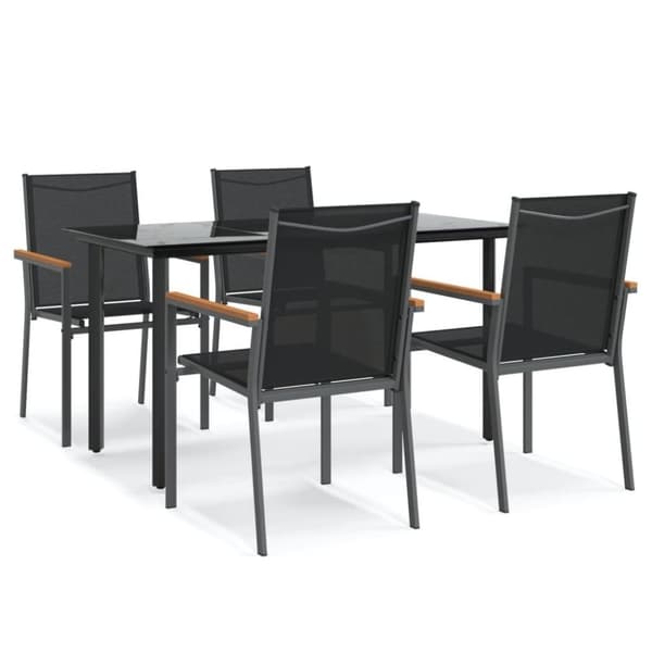 vidaXL Hagespisegruppe 5 deler svart textilene og stål