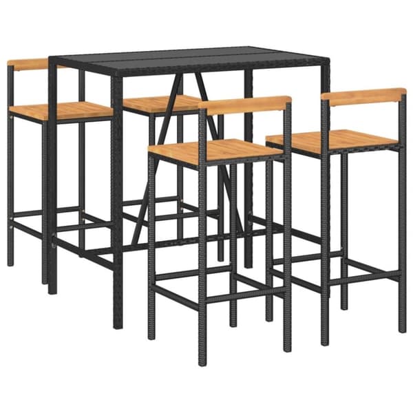 vidaXL Hagebarsett 5 deler svart polyrotting og heltre akasie