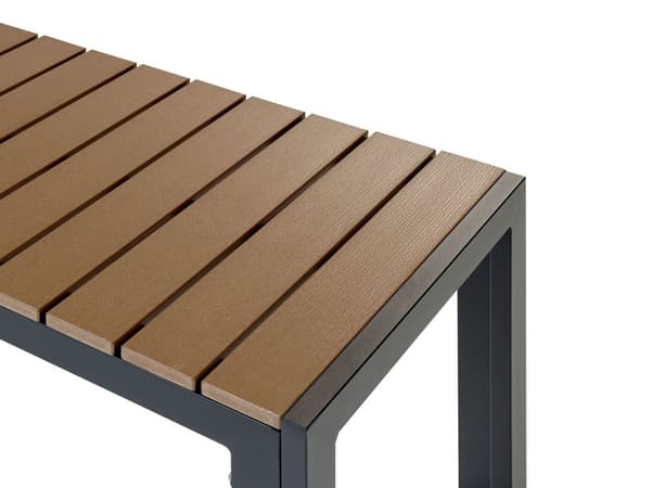 Havemøbelsæt Lyst Træ Plast Sort Aluminium 6 Personers Havebord med Bænke Nonwood Vedligeholdelsesfri Havemøbler til Terrasse og Haven