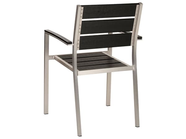 Havemøbelsæt Sort Plast Sølv Aluminium 6 Personers Havebord med Stole Nonwood Vedligeholdelsesfri Stabelstole Havemøbler til Terrasse og Haven