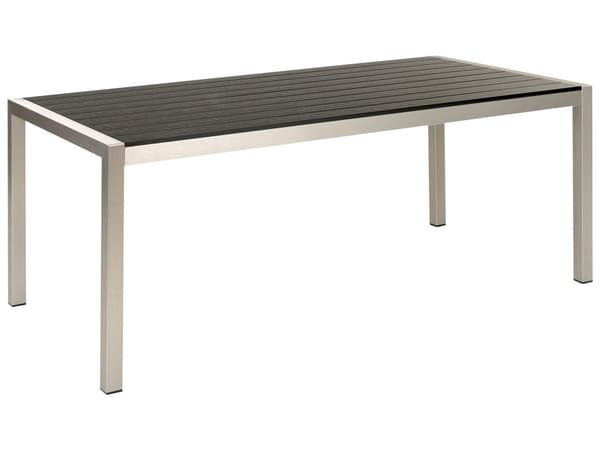 Havemøbelsæt Sort Plast Sølv Aluminium 6 Personers Havebord med Stole Nonwood Vedligeholdelsesfri Stabelstole Havemøbler til Terrasse og Haven